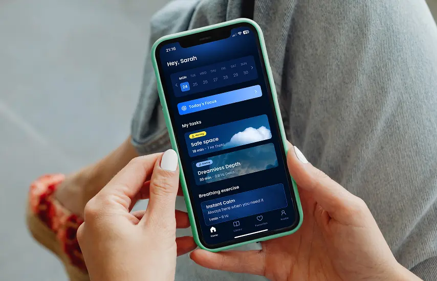 InnerFlo app interface showing personalized stress relief program