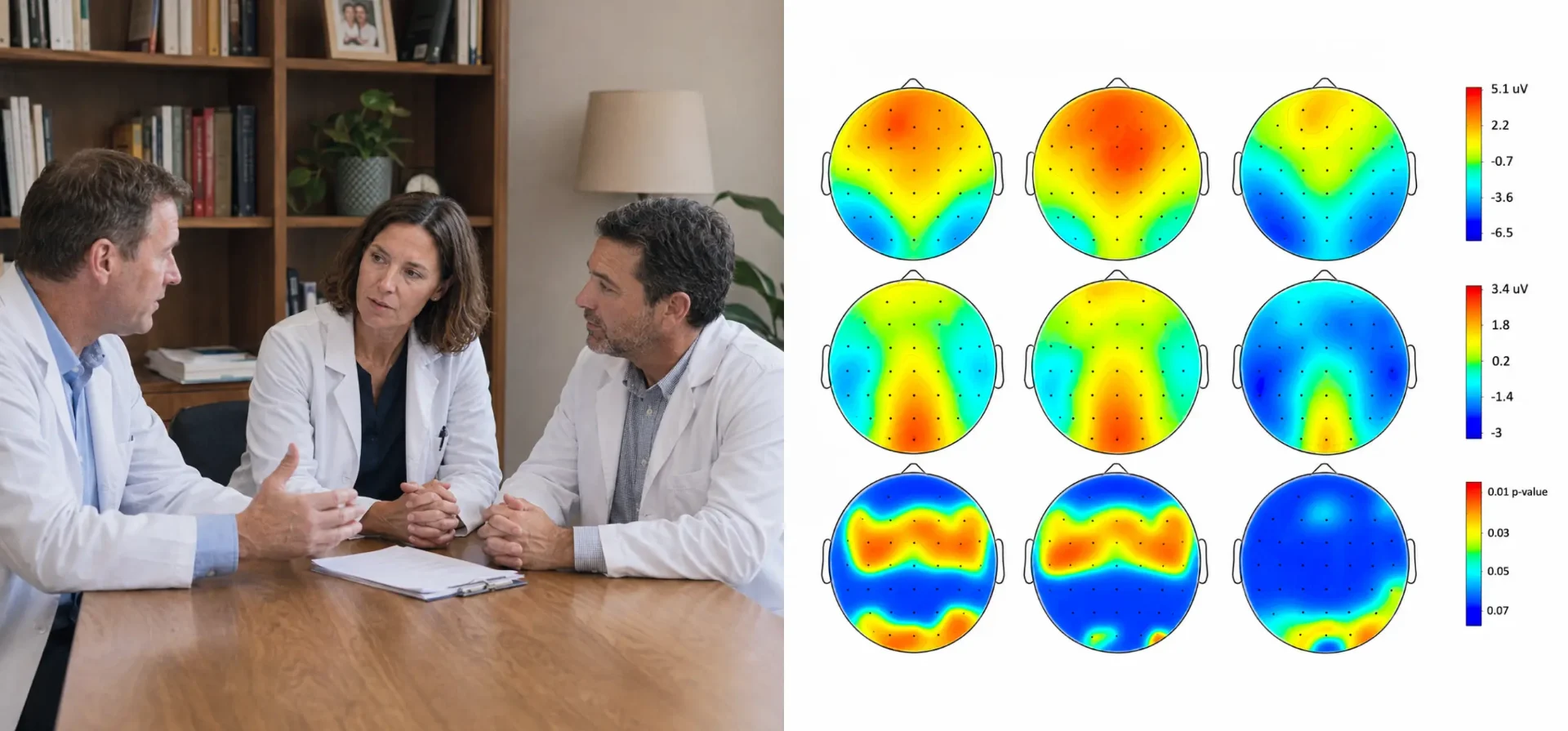 Neuroscientist and brain illustration depicting stress reset techniques