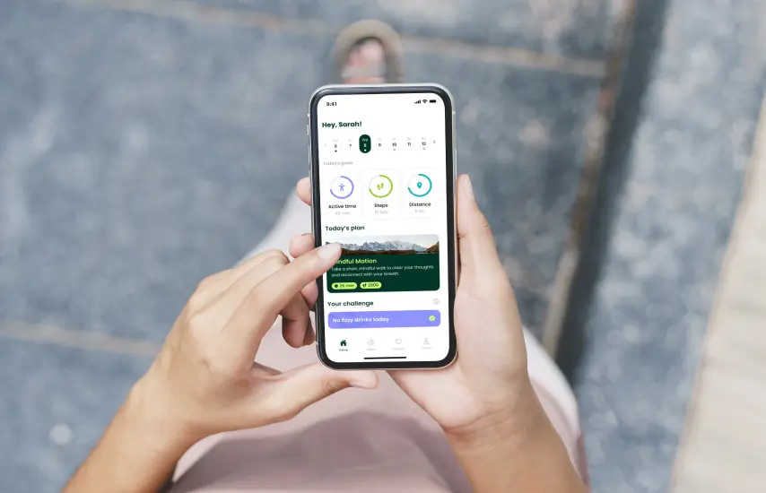 MindWalking app showing a personalized walking meditation plan