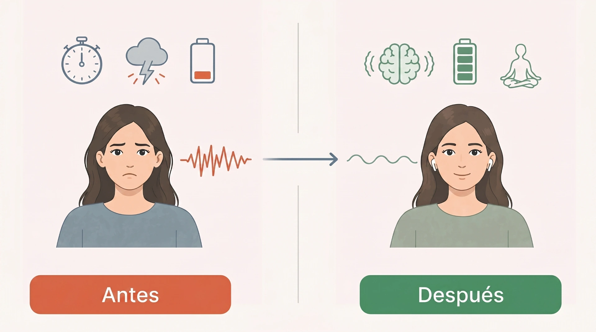 Antes y después: un cerebro ansioso transformado por sonidos binaurales en un estado de calma y enfoque